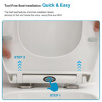 Logmey Elongated One Piece Toilet - White Siphonic Dual Flush