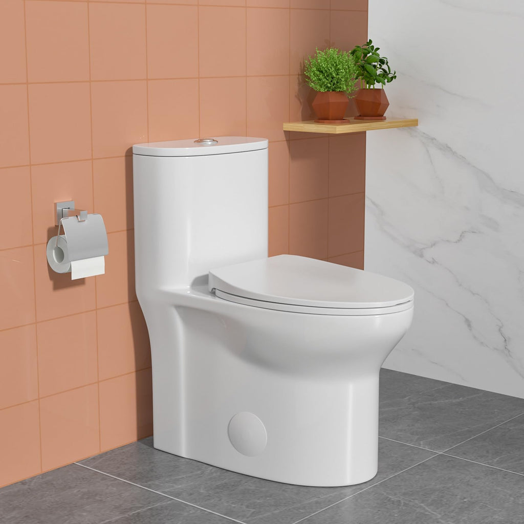 Logmey Elongated One Piece Toilet with Comfort Cha