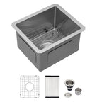 Logmey 13x15 Inch Undermount Single Bowl Stainless Steel Bar Sink