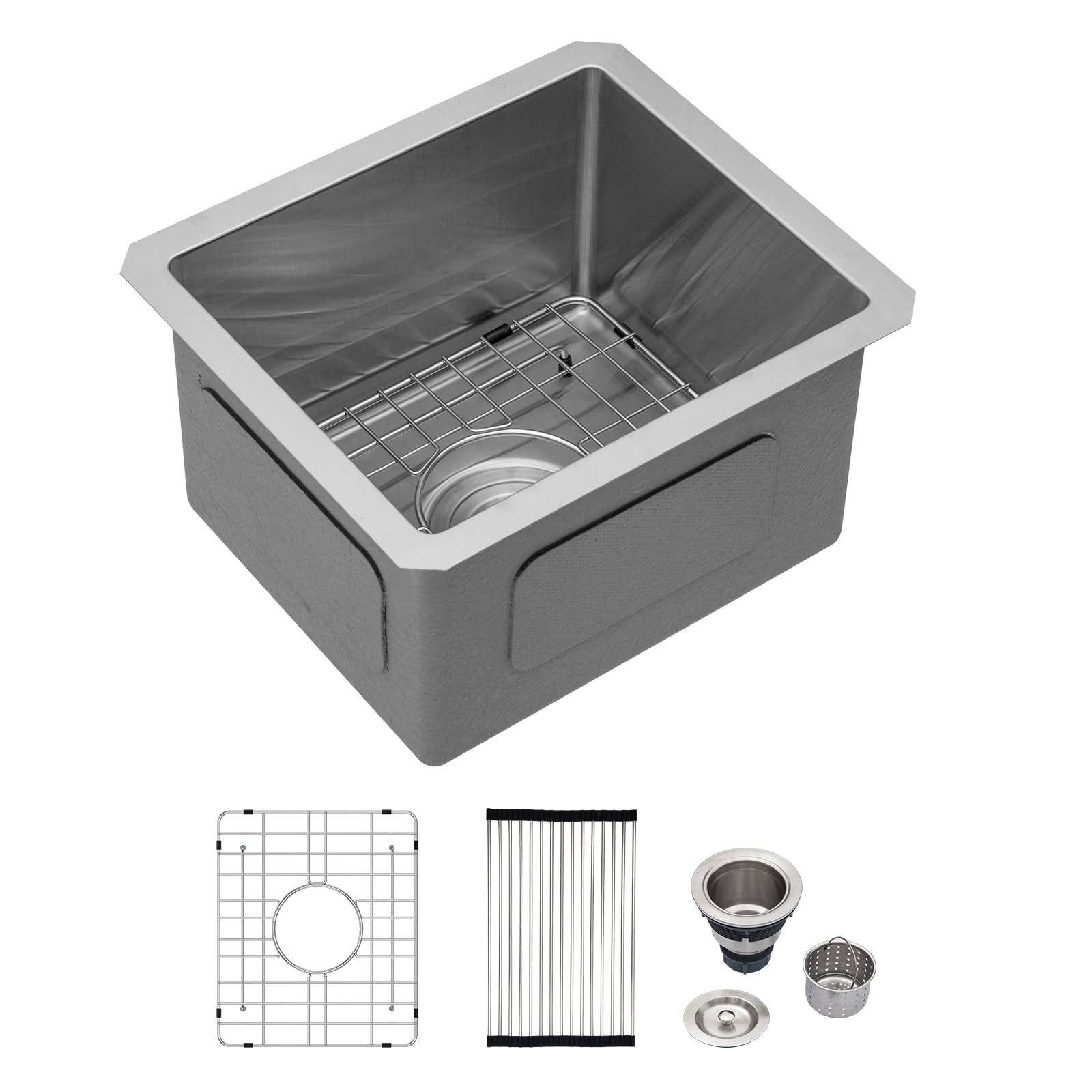 Logmey 13x15 Inch Undermount Single Bowl Stainless Steel Bar Sink