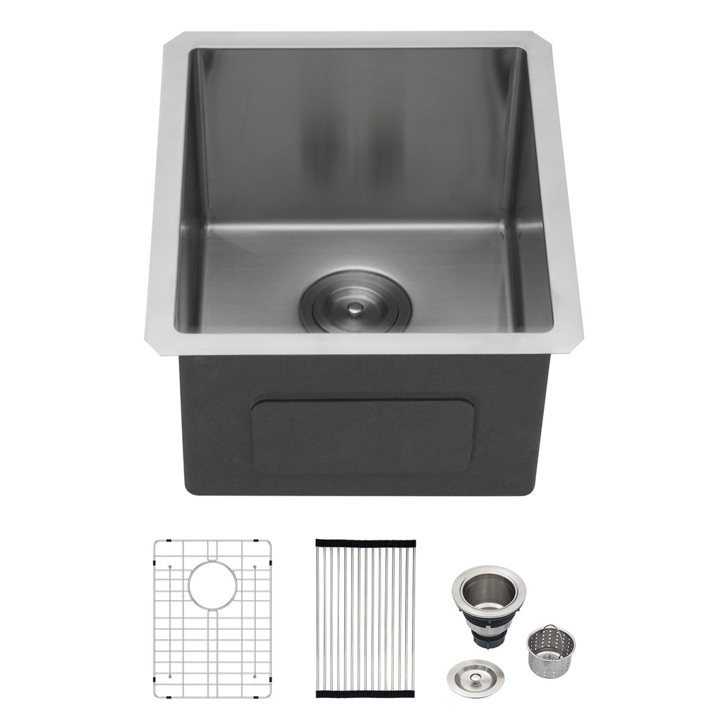 Logmey 14x18 Inch Undermount Single Bowl Stainless Steel Bar Sink