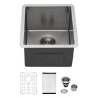 Logmey 14x18 Inch Undermount Single Bowl Stainless Steel Bar Sink