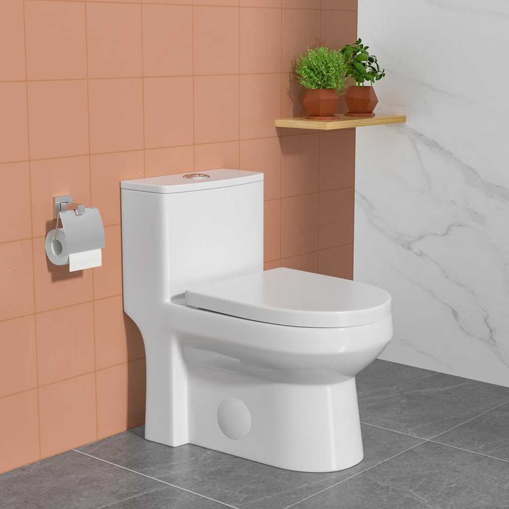 Logmey Elongated One Piece Toilet with Comfort Hei