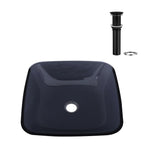 Logmey 16'' Glass Bathroom Vessel Sink Vanity Coun