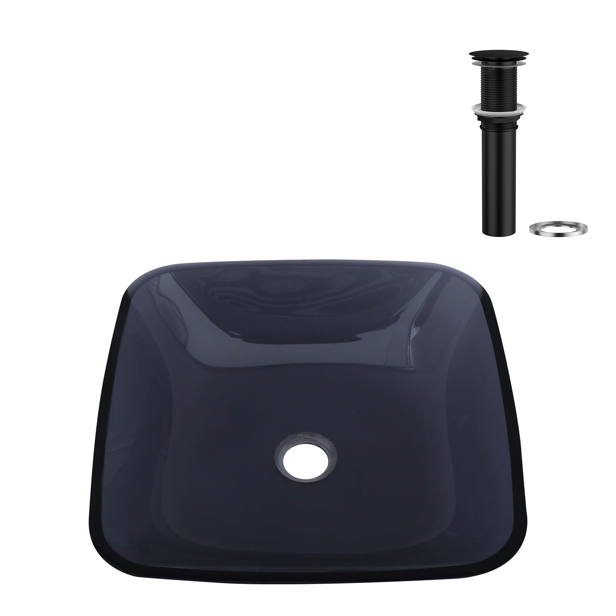 Logmey 16'' Glass Bathroom Vessel Sink Vanity Coun