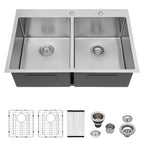 Logmey 33 Inch Double Bowl Kitchen Sink 50/50 Dop 