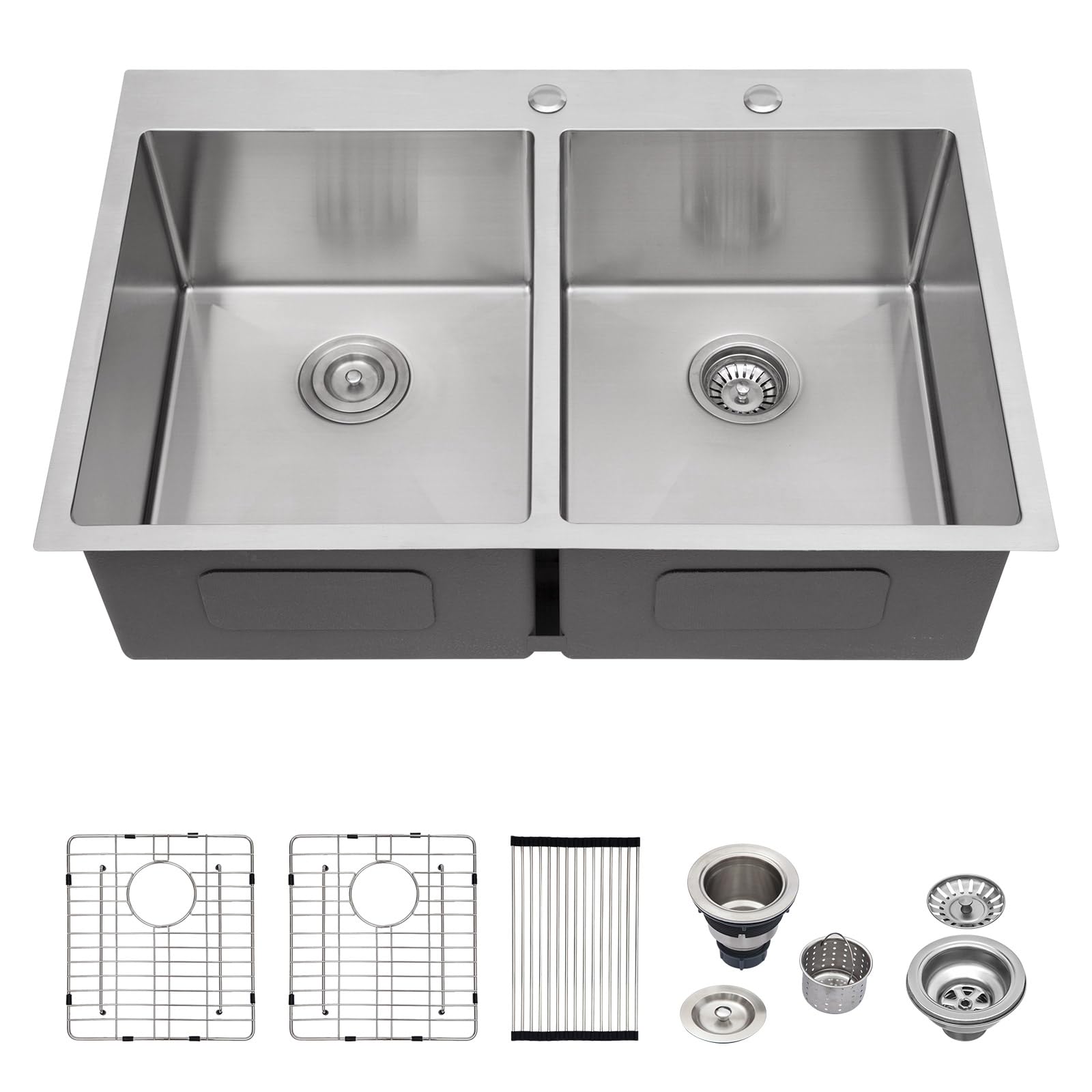 Logmey 33 Inch Double Bowl Kitchen Sink 50/50 Dop 