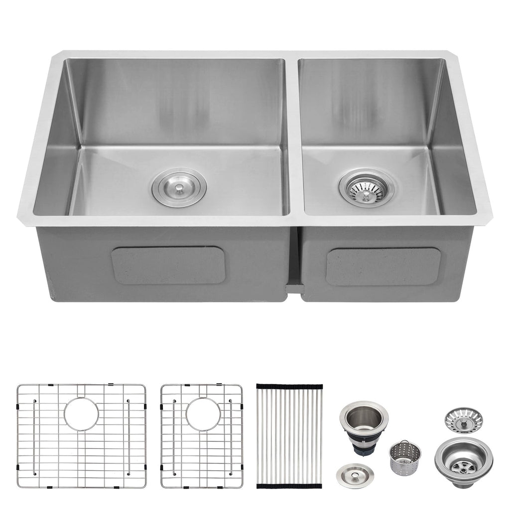 Logmey 32 Inch Stainless Steel Undermount Double S