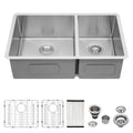 Logmey 32 Inch Stainless Steel Undermount Double S