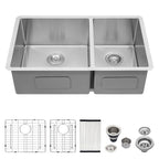 Logmey 32 Inch Stainless Steel Undermount Double S