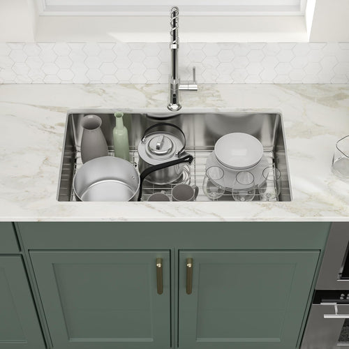 Logmey 33''x19'' Kitchen Sink - Undermount Single Bowl - Silver Stainless Steel