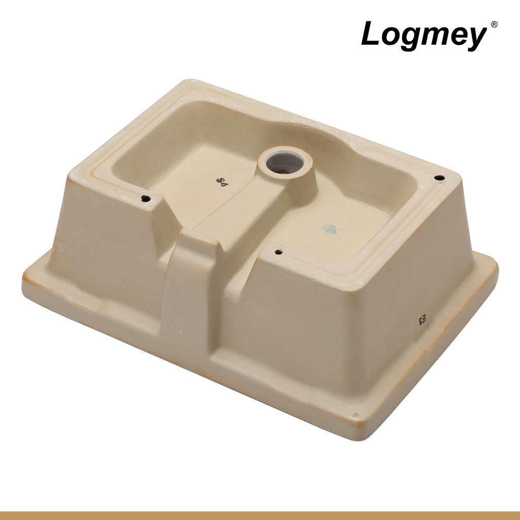 Logmey 20''x14'' Bathroom Sink - Undermount Rectangular Vessel Single Bowl - White Porcelain Ceramic