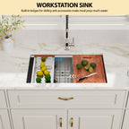 Logmey 30 x 19 Undermount 60/40 Double Bowl Workstation Kitchen Sink