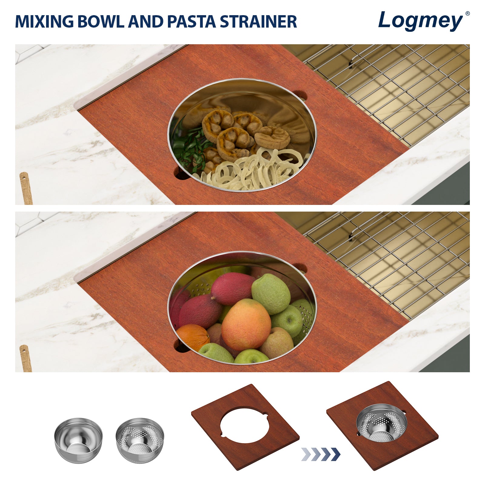 Logmey 36'' x 19'' Undermount Workstation Kitchen Sink