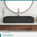 Logmey 24'' x 16'' Matte Black Rectangular Vessel Sink
