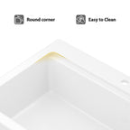 Logmey 33x22 Heavy Duty Glossy White Ceramic Drop-In Culinary Workstation Sink Combo