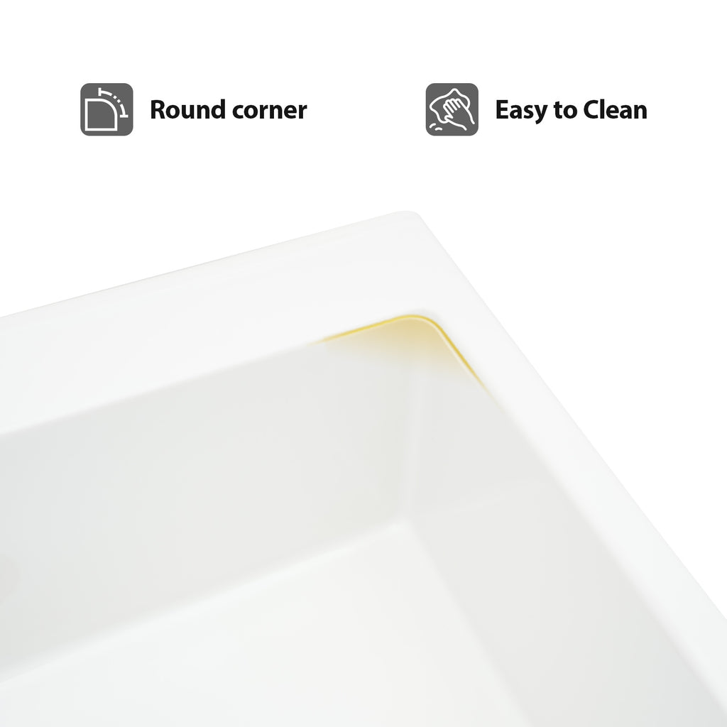 Logmey 31 Inch White Fireclay Drop-In Kitchen Sink