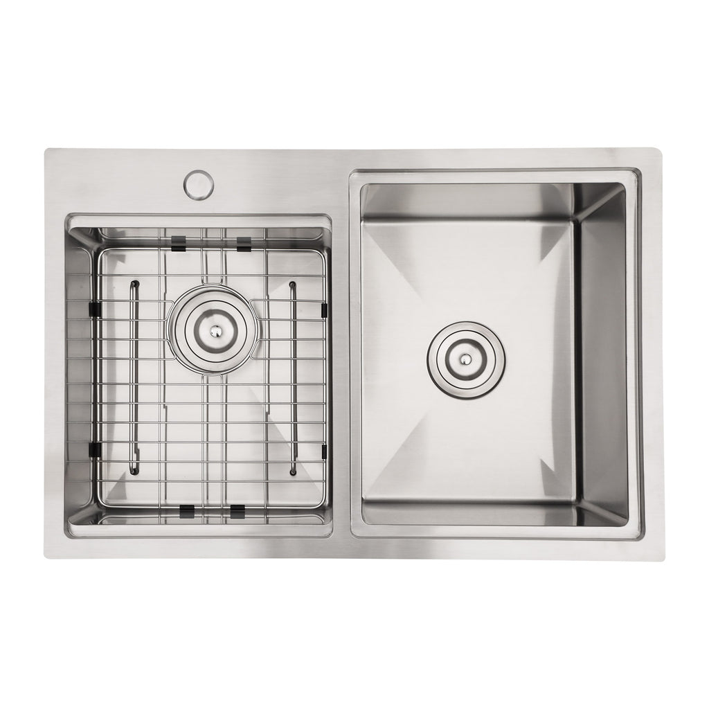 Logmey 30x20 Heavy Duty 16G T304 Stainless Steel Drop-In Double Bowl Sink Combo