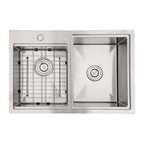 Logmey 30x20 Heavy Duty 16G T304 Stainless Steel Drop-In Double Bowl Sink Combo