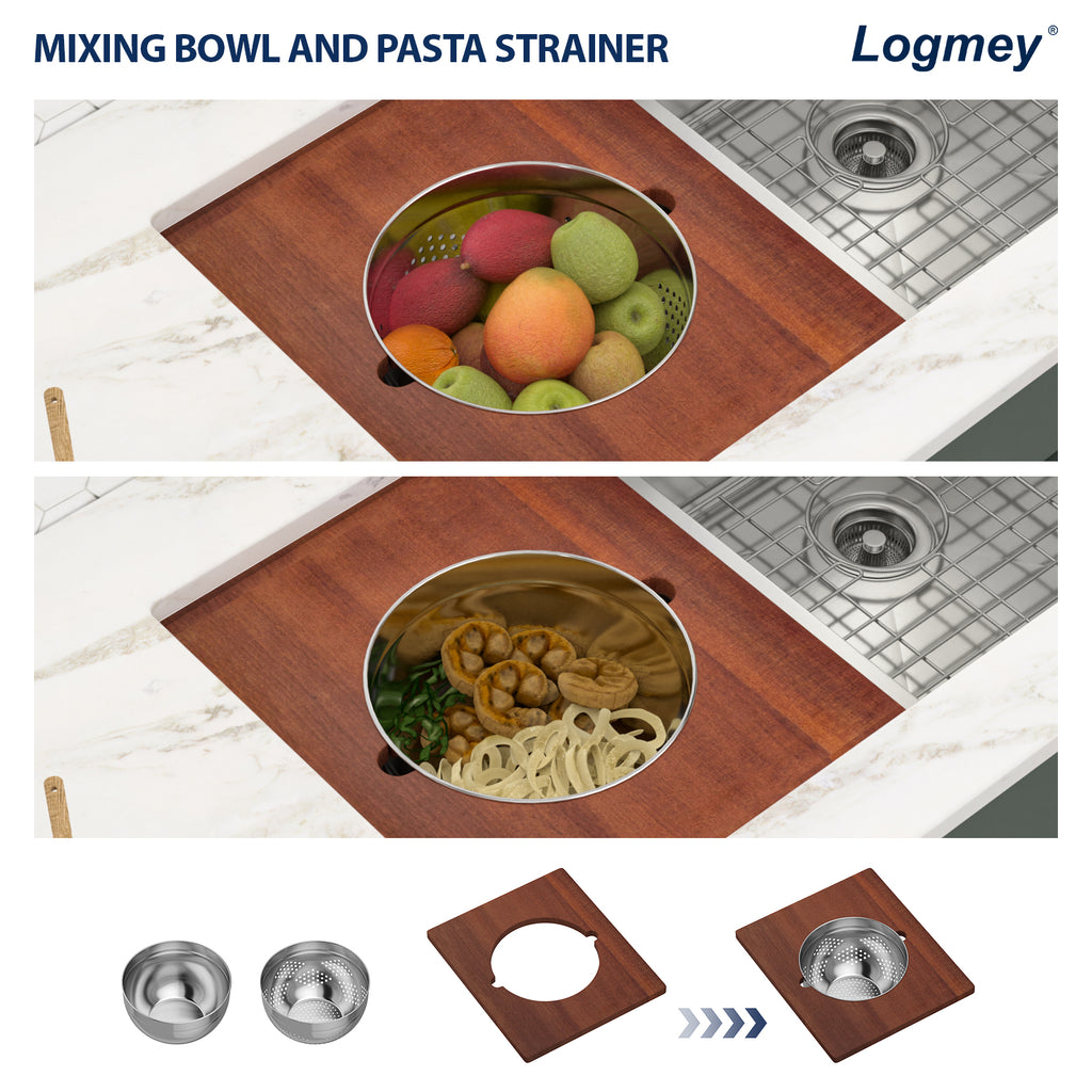 Logmey 36 Inch Undermount Workstation Sink 60/40 Asymmetric Double Basin