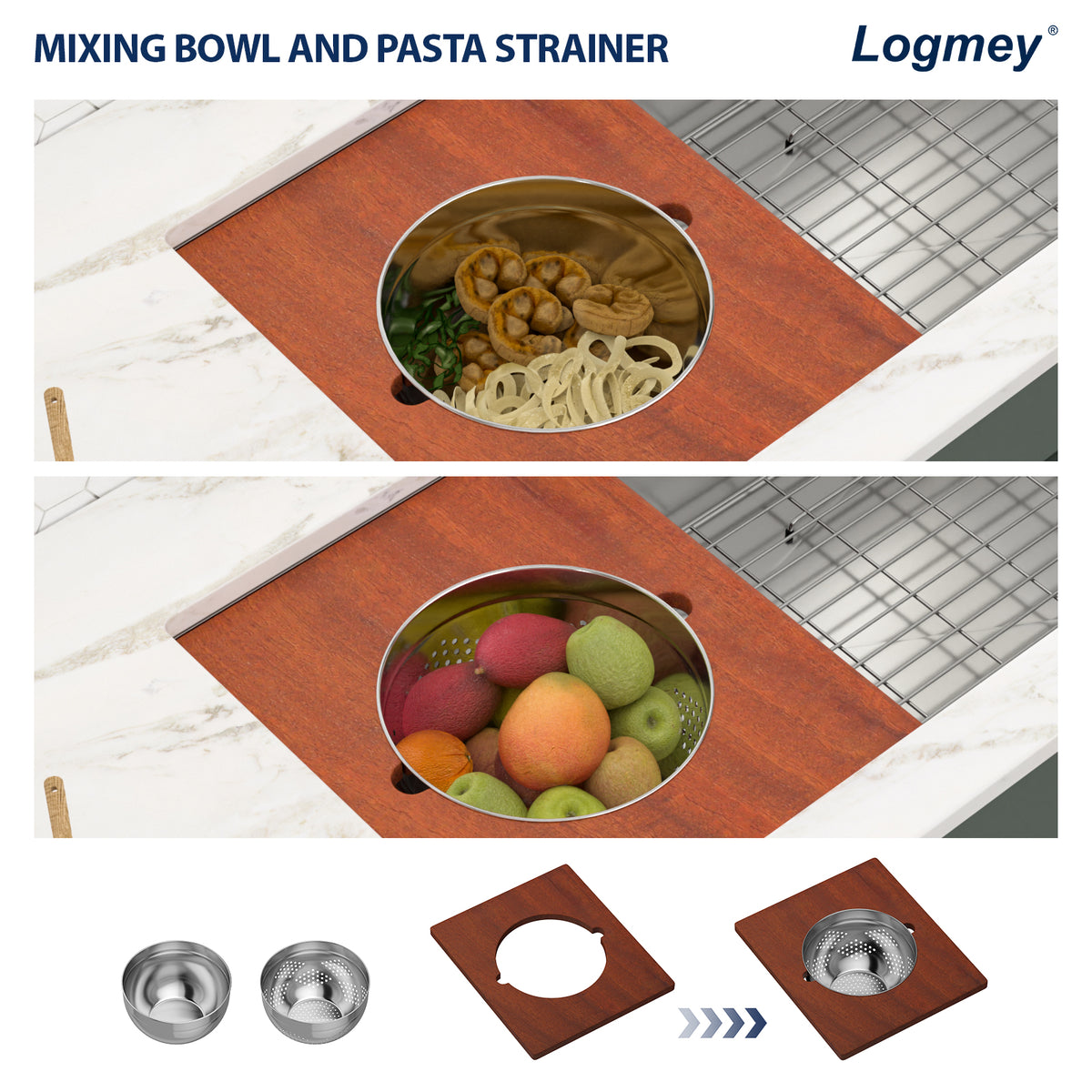 Logmey 36'' Undermount Workstation Kitchen Sink
