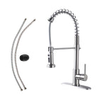 Logmey Pull Down Brushed Nickel Single Handle Kitchen Faucet