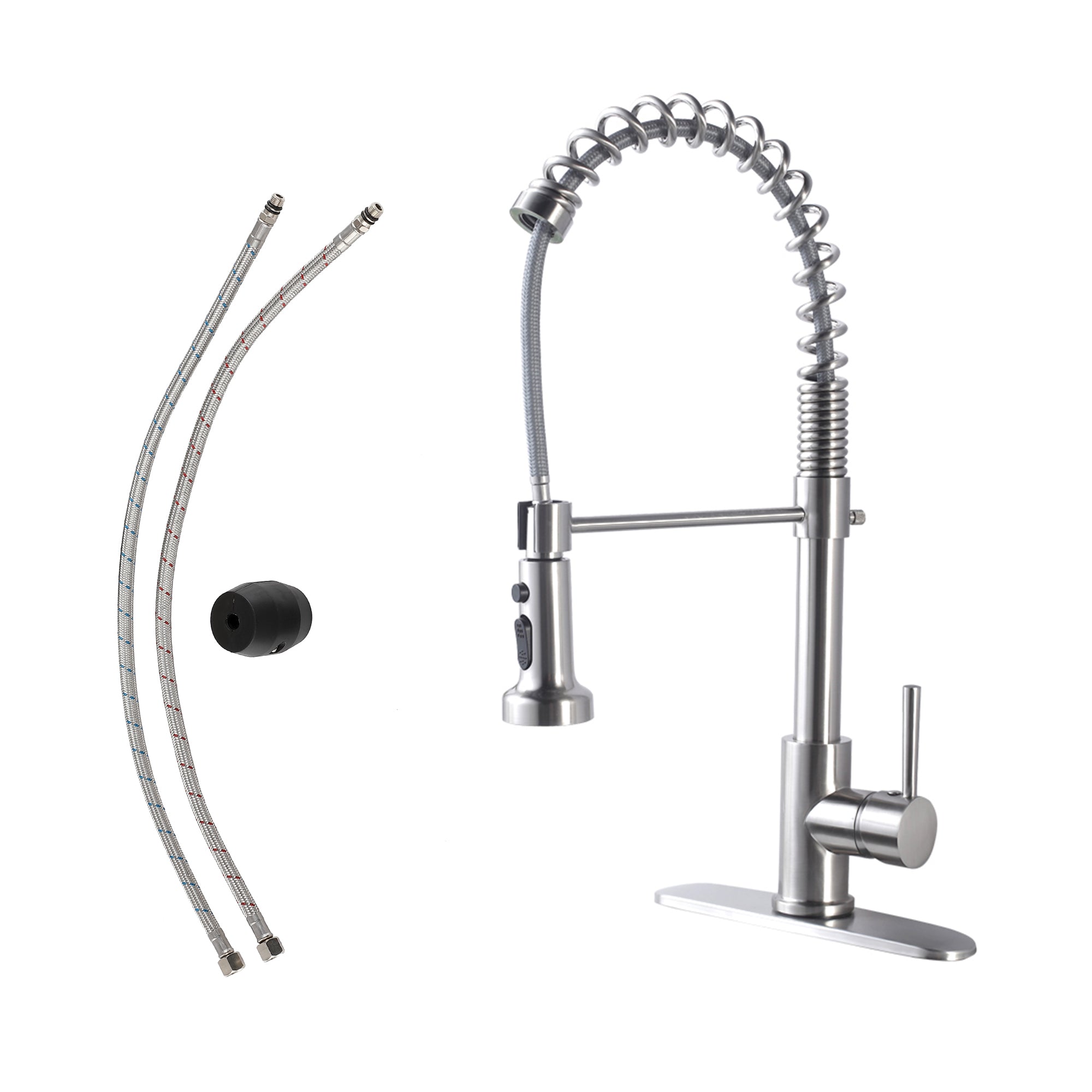 Logmey Pull Down Brushed Nickel Single Handle Kitchen Faucet