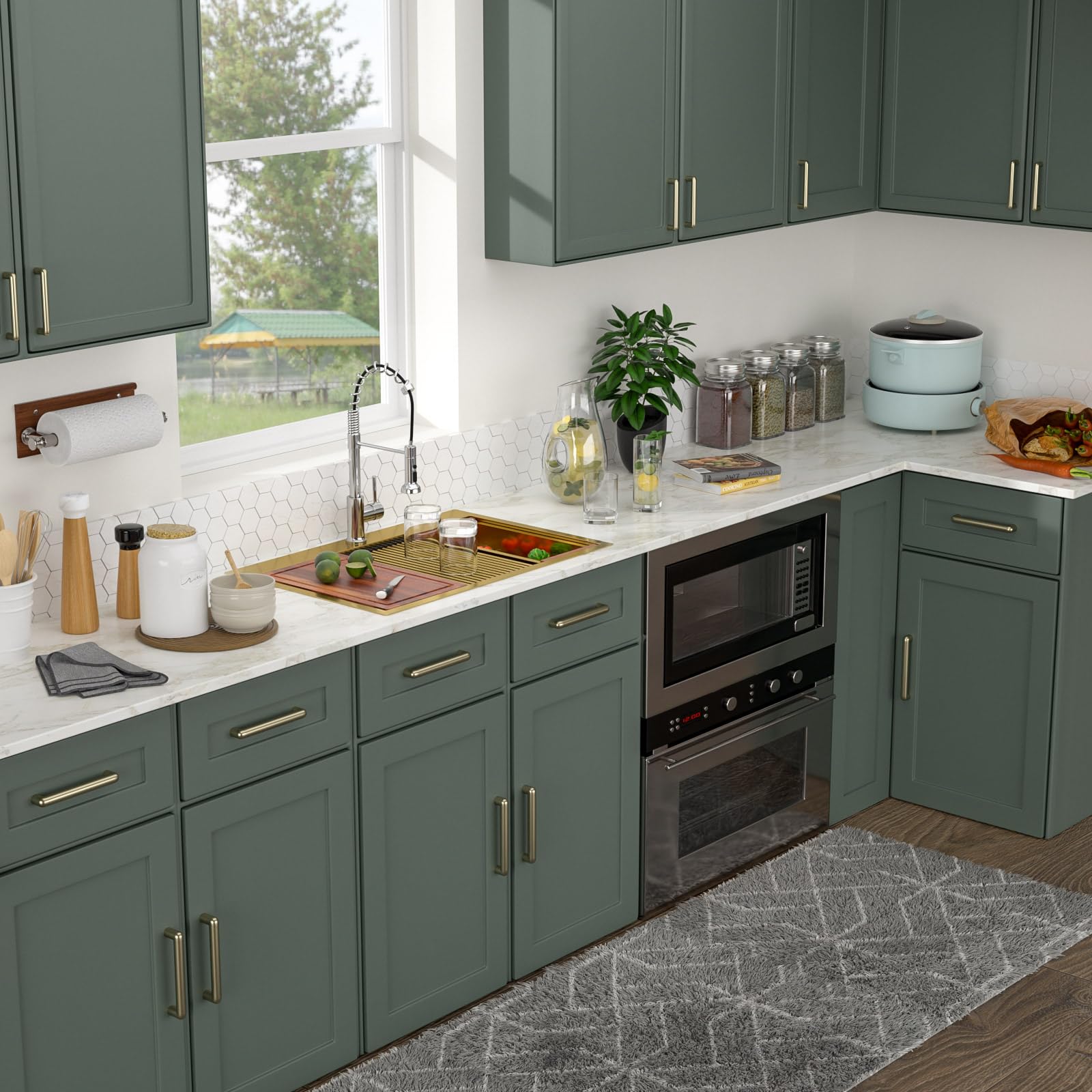 Logmey 33'' Kitchen Sink - Drop-In Single Bowl - Gold Stainless Steel