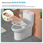 Logmey Elongated One Piece Toilet - White Comfort Height Design