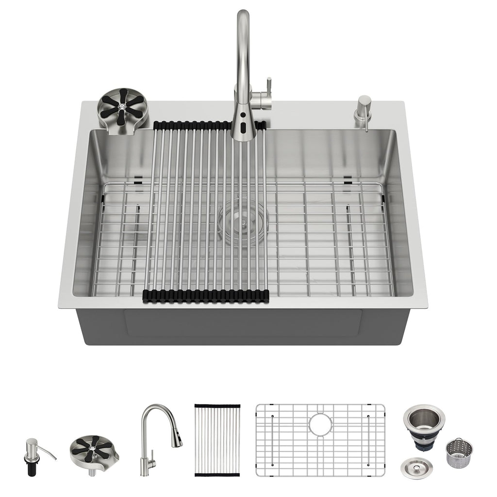 30x22 Drop in Kitchen Sink with Faucet Soap dispen