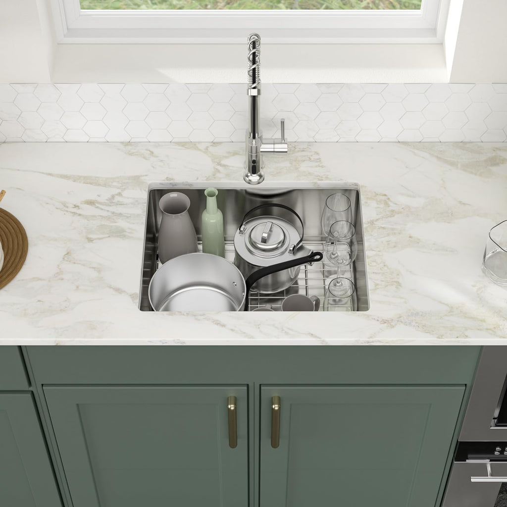 Logmey 23''x18'' Kitchen Sink - Undermount Single Bowl - Silver Stainless Steel