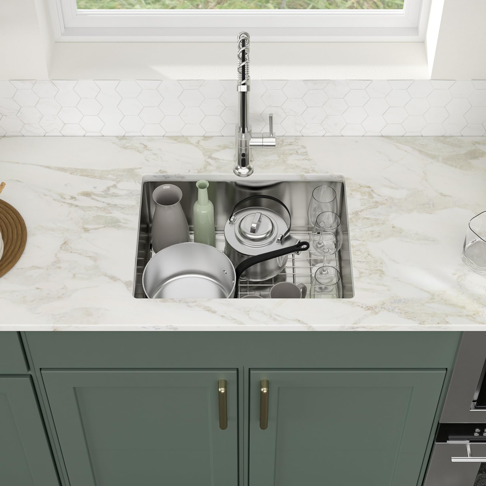 Logmey 23''x18'' Kitchen Sink - Undermount Single Bowl - Silver Stainless Steel