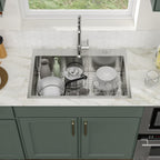 Logmey 33'' Kitchen Sink - Drop-In Topmount Single Bowl - Silver Stainless Steel