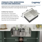 Logmey 25'' Workstation Bar Sink - Drop-In Single Bowl - Silver Stainless Steel