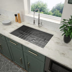 Logmey 30'' Kitchen Sink - Undermount Single Bowl - Gunmetal Black Stainless Steel