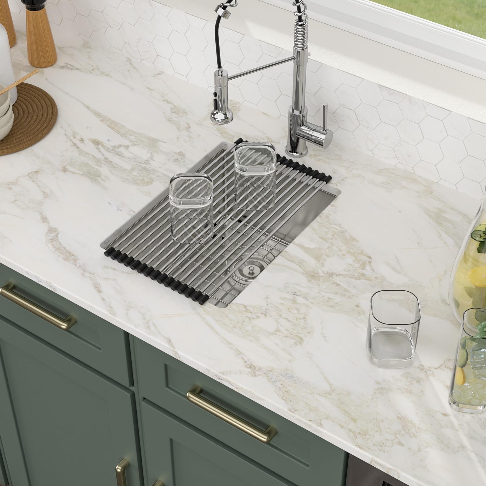 Logmey 15x20 Inch Undermount Single Bowl Stainless Steel Bar Sink