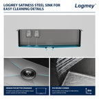 Logmey 33'' Kitchen Sink - Undermount Single Bowl - Gunmetal Black Stainless Steel