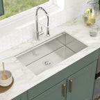 Logmey 33x19 Inch Undermount Workstation Single Bowl Stainless Steel Kitchen Sink