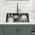 Logmey 30'' Kitchen Sink - Undermount Single Bowl - Gunmetal Black Stainless Steel