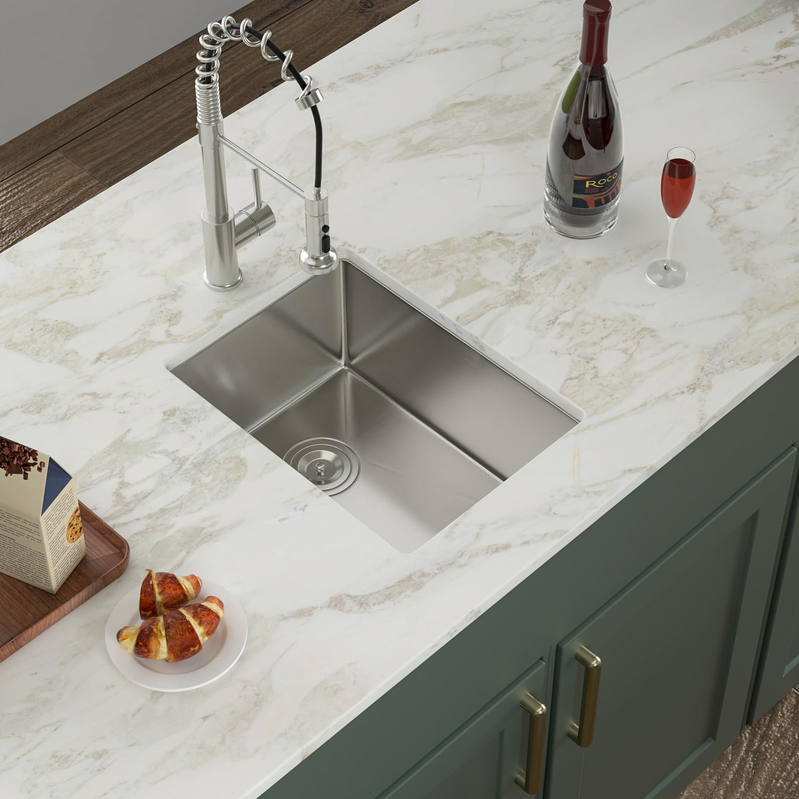 Logmey 14x18 Inch Undermount Single Bowl Stainless Steel Bar Sink