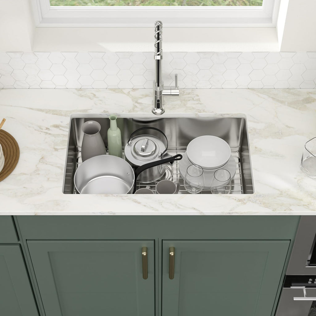 Logmey 30''x18'' Kitchen Sink - Undermount Single Bowl - Silver Stainless Steel