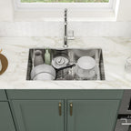 Logmey 30''x18'' Kitchen Sink - Undermount Single Bowl - Silver Stainless Steel