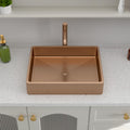 Logmey 19''x15'' Bathroom Sink - Above Counter Vessel Single Bowl with Drain Tray - Rose Gold Stainless Steel