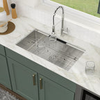 Logmey 33x19 Inch Undermount Workstation Single Bowl Stainless Steel Kitchen Sink