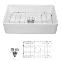 Logmey 30 Inch White Single Bowl Apron-Front Fireclay Ceramic Farmhouse Sink