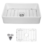 Logmey 30 Inch White Single Bowl Apron-Front Fireclay Ceramic Farmhouse Sink