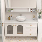 Logmey 13''x13'' Bathroom Sink - Round Above Counter Vessel Single Bowl - White Porcelain Ceramic
