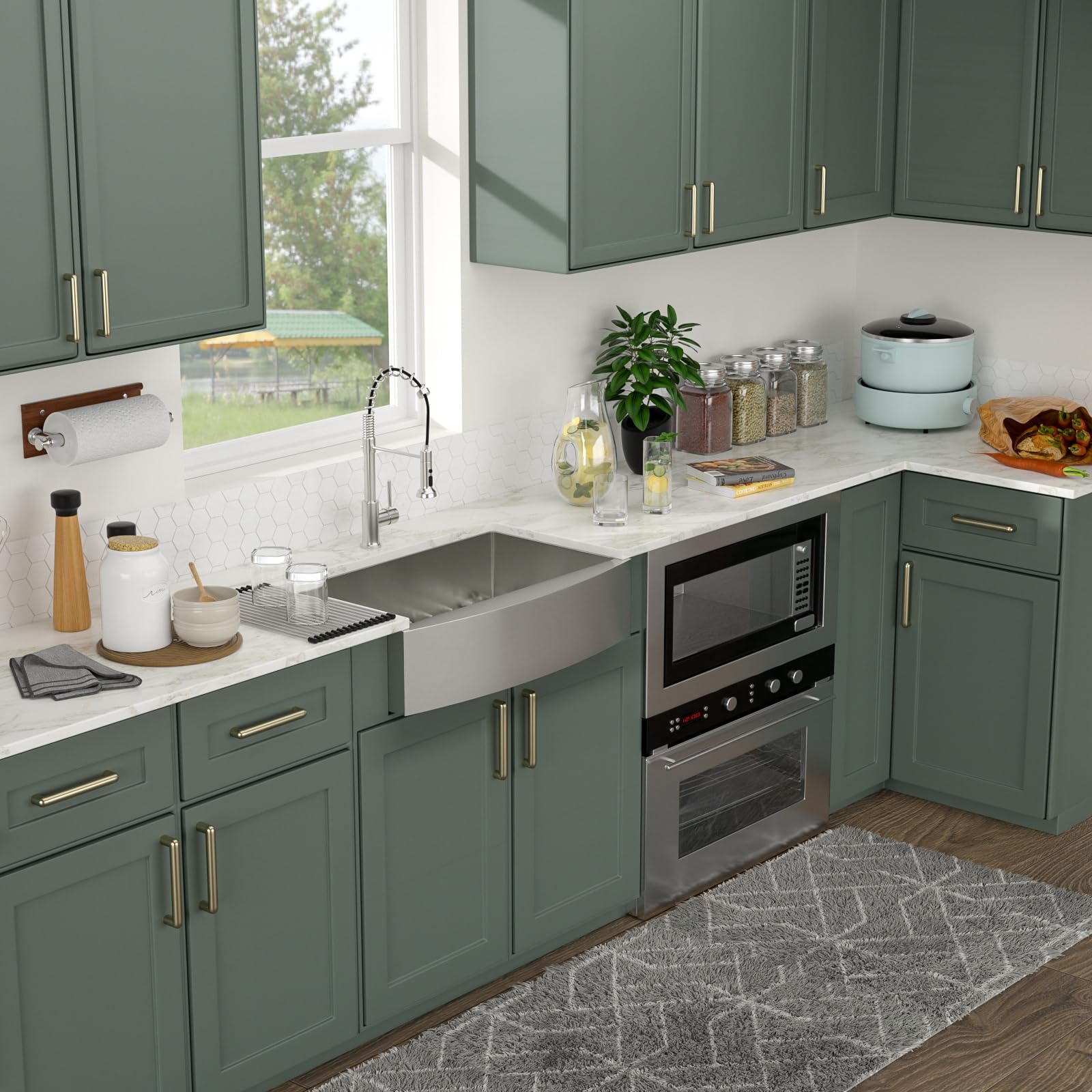 Logmey 33''x20'' Farmhouse Sink - Apron Front Single Bowl - Silver Stainless Steel