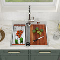 Logmey 25'' Workstation Bar Sink - Drop-In Single Bowl - Silver Stainless Steel