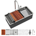 Logmey 33'' Undermount Waterfall Sink with Pull-ou